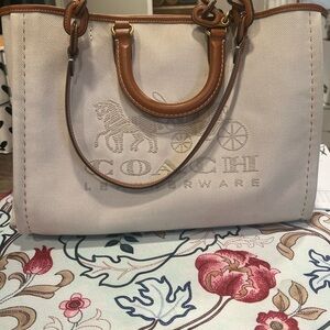 Coach Reese Cream and Brown Tote Bag